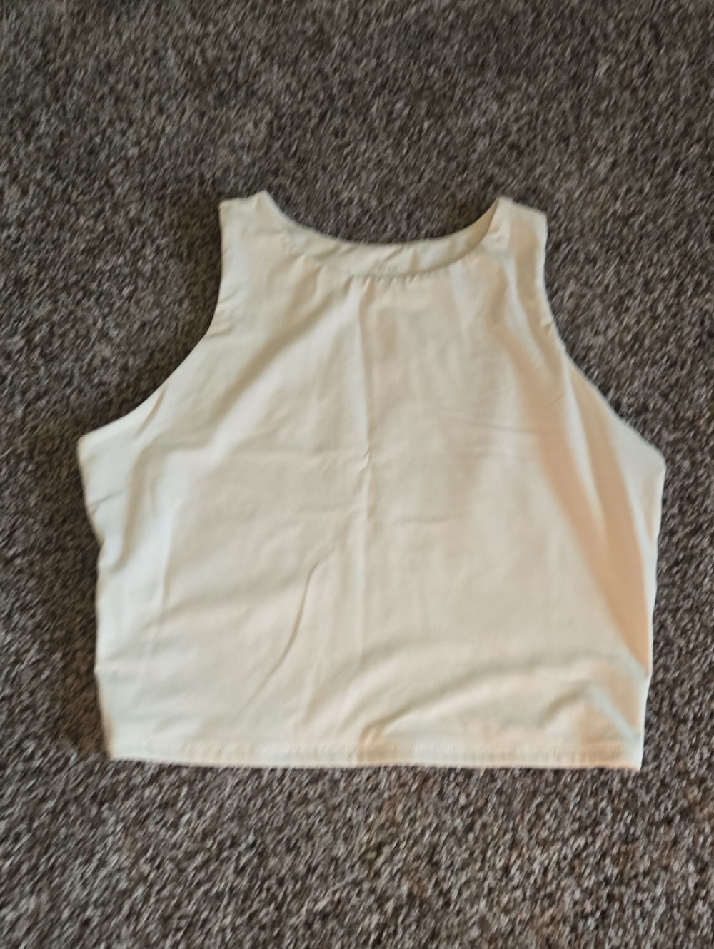 High-Neck White Crop Tank Top